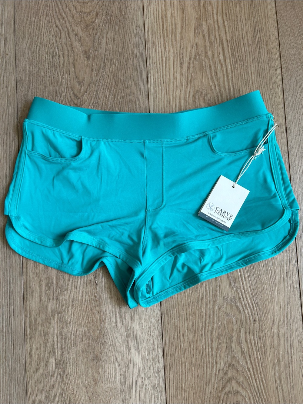 Carve Designs Teal Low-Rise Swim Shorts